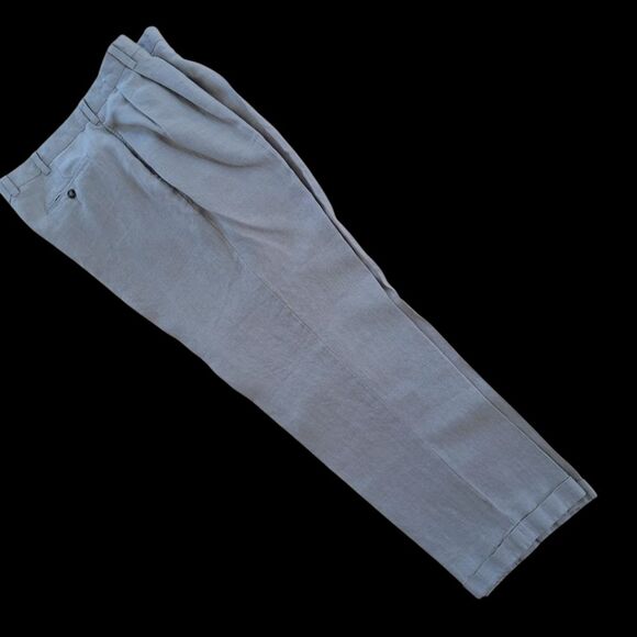 JOS. A. BANK Travelers Collection 100% Linen Pants Khaki Tan Cuffed 40 x 30 - Picture 8 of 15